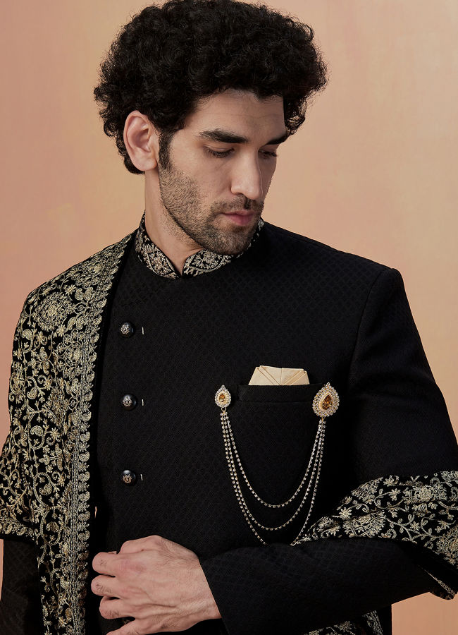 Manyavar hot sale black sherwani